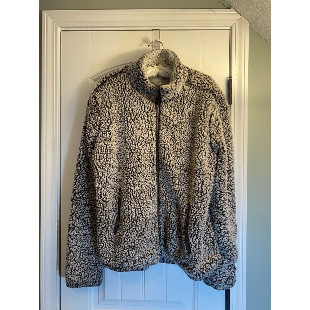 Altered State Brown Bear Sherpa Fleece Jacket Womens Large Zip Front Cozy L - Picture 2 of 16